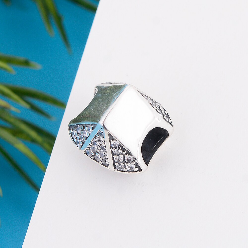 Geometric Cone Charms Fits Original Charms Bracelet Jewelry Newest Spring Collection 925 Sterling Silver Clear Zircon Beads