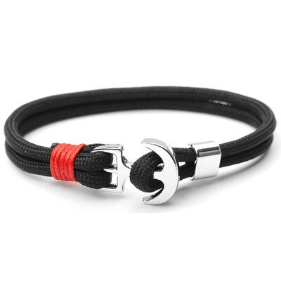bateau ancre hommes foulard de tête pour femme Bracelets nautique survie corde chaîne Paracord Bracelet mâle Wrap métal crochets: E