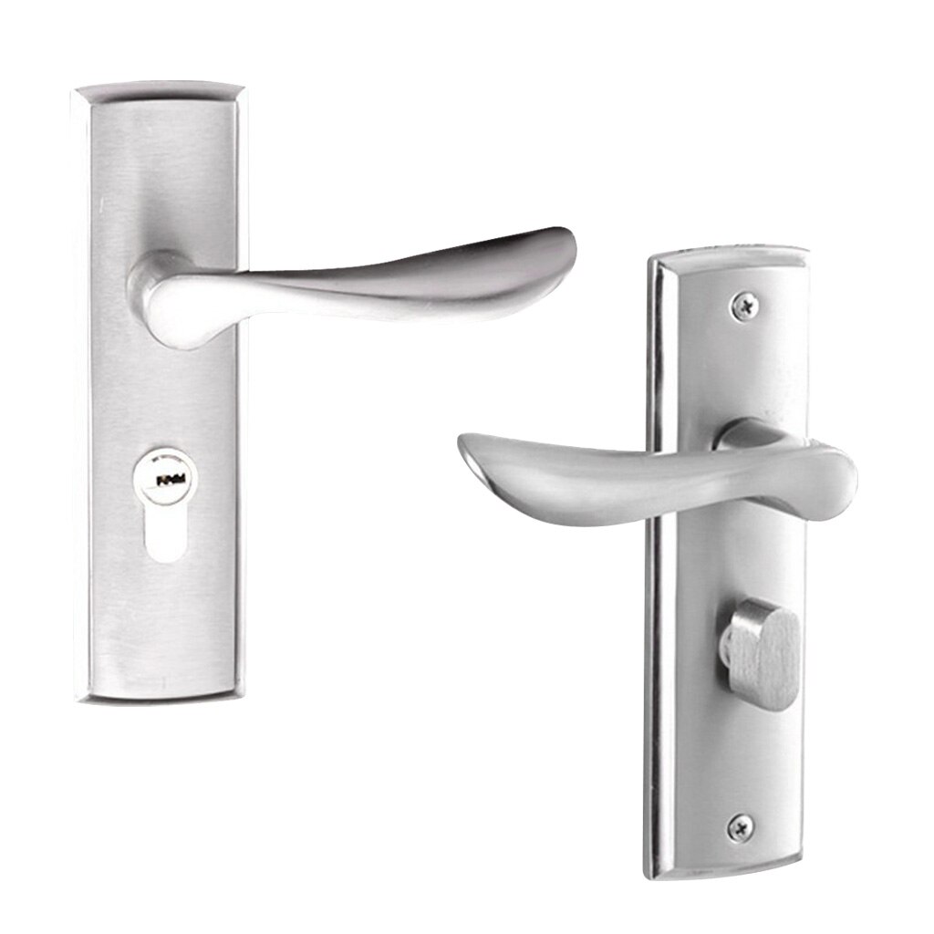Door Handle Lever on Plate Latch Lock Lockset for Bathroom CHROME SATIN