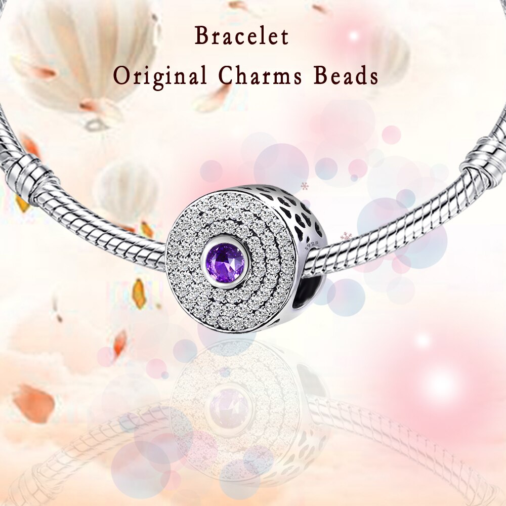 style DIY 925 Sterling Silver Cubic Zircon Charm Beads Fit Bracelet Charms Silver 925 Original Beads Jewelry Making