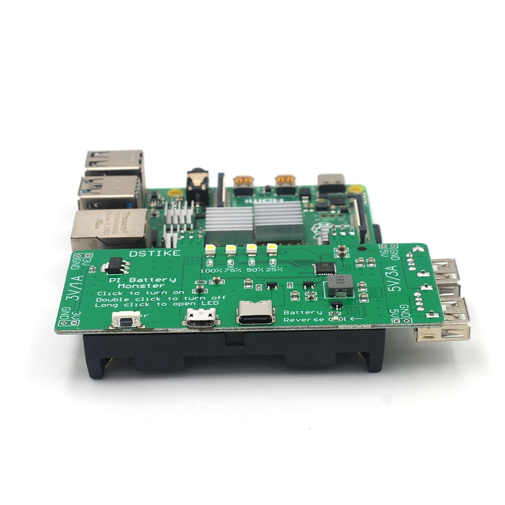 DSTIKE Pi Battery Monster Raspberry Pi Dual 18650 Battery Power Source UPS 5V3A PowerBank
