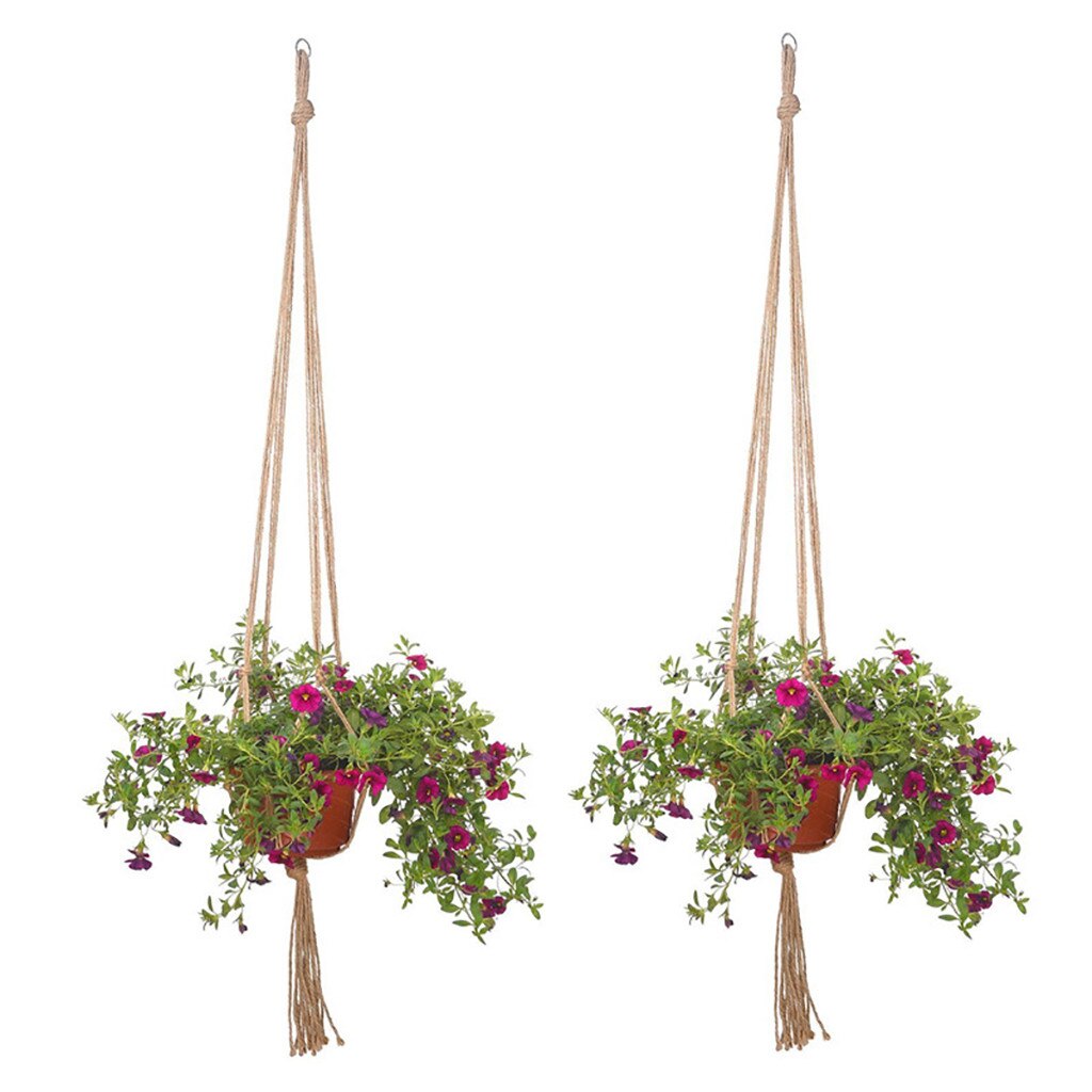 2 stk planteophæng urtepotte bomuldsreb væg planteholder boligindretning havedekoration vintage macrame planteophæng urtepotte