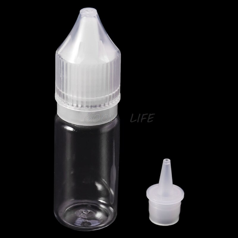 10ml-120ml pet plastic lege druppelaar vloeistof oog helder water fles lange punt dop: 10ml