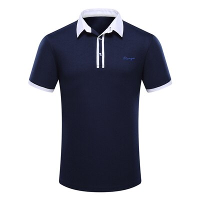 Golf Shirts Voor Mannen Zomer Korte Mouw Turn-Down Kraag Sportkleding Mannelijke Ademend Sneldrogend Tops Voor Tennis golf 5 Kleur D0659: Navy Blue / XXL