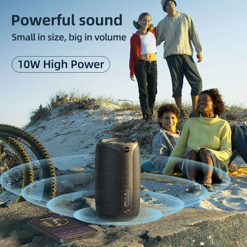 Zealot -m2 portable bluetooth speaker, ipx5 waterproof, 360 ° wireless speaker, tws stereo pairing, , 10 hours playtime for camping, hiking
