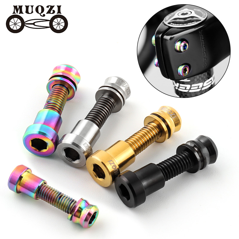 MUQZI 2 Stück Titanschraube M5 x 17 mm M5 x 19 mm Fahrradmutter Titanlegierung Vorbauschrauben MTB Rennrad Faltrad Schraubenzubehör