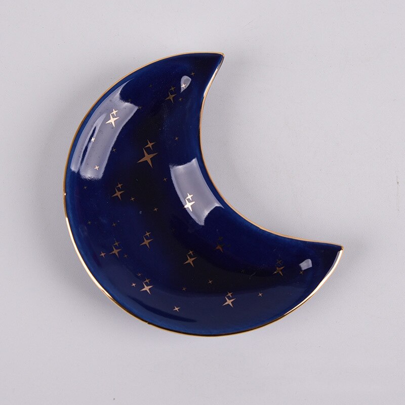 Ceramic Moon Shape Small Jewelry Dish Earrings Necklace Ring Storage Plates Fruit Dessert Display Bowl Decoration Tray: Style G