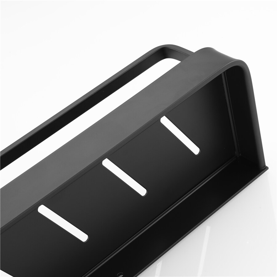 Badkamer Zwarte Plank Met Handdoek Bar Ruimte Aluminium Hoek Planken Handdoekenrek Met Haak Shampoo Houder Keuken Opbergrek