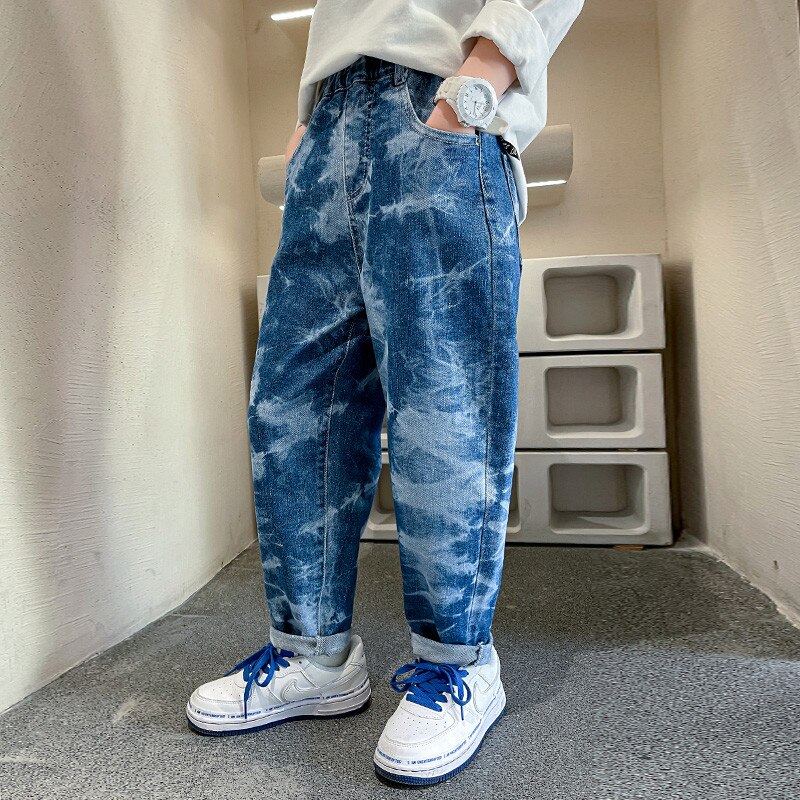 Fancy Kids Jongen Causale Tie Dye Print Jeans Broek Elegante Lente Herfst Kind Katoenen Broek Voor Leeftijd 5 6 7 8 9 10 11 12 13 14: 11