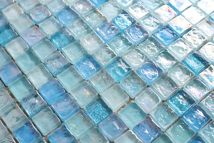 Sugar Light Blue Glass Mosaic Backsplash JMFGT2002 Bathroom Kitchen Glass Wall Tile