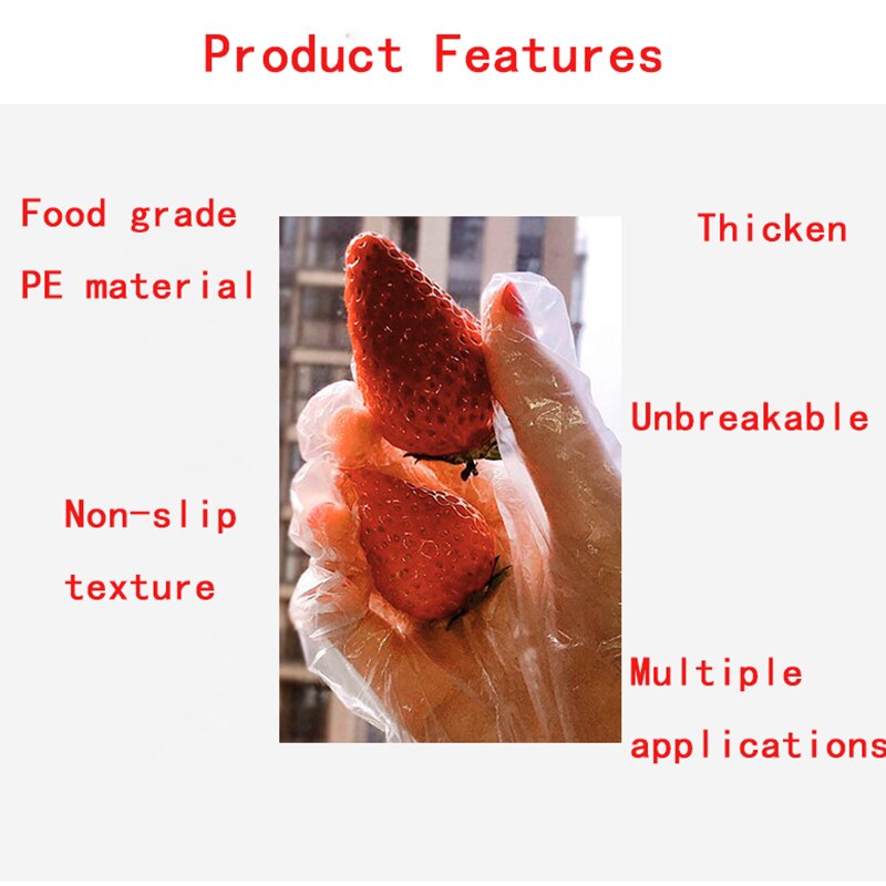 Pe handsker 100-500 stk/æske engangshandsker industriel mad gennemskinnelig pe plastik handske til ikke nitril handsker