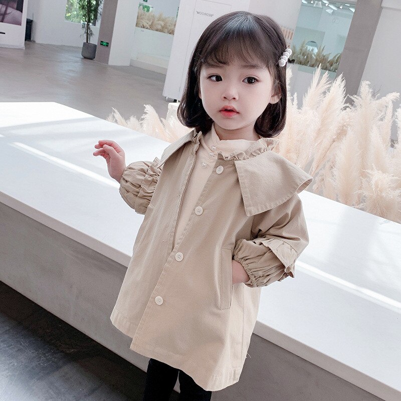 Trenchcoat Kids Kant Stiksels Herfst Jacket Terug Split Effen Kleur Jongen Windjack Voor Meisjes Kinderkleding Mode Kraag: D23603-lql1016yellow / 130 8T