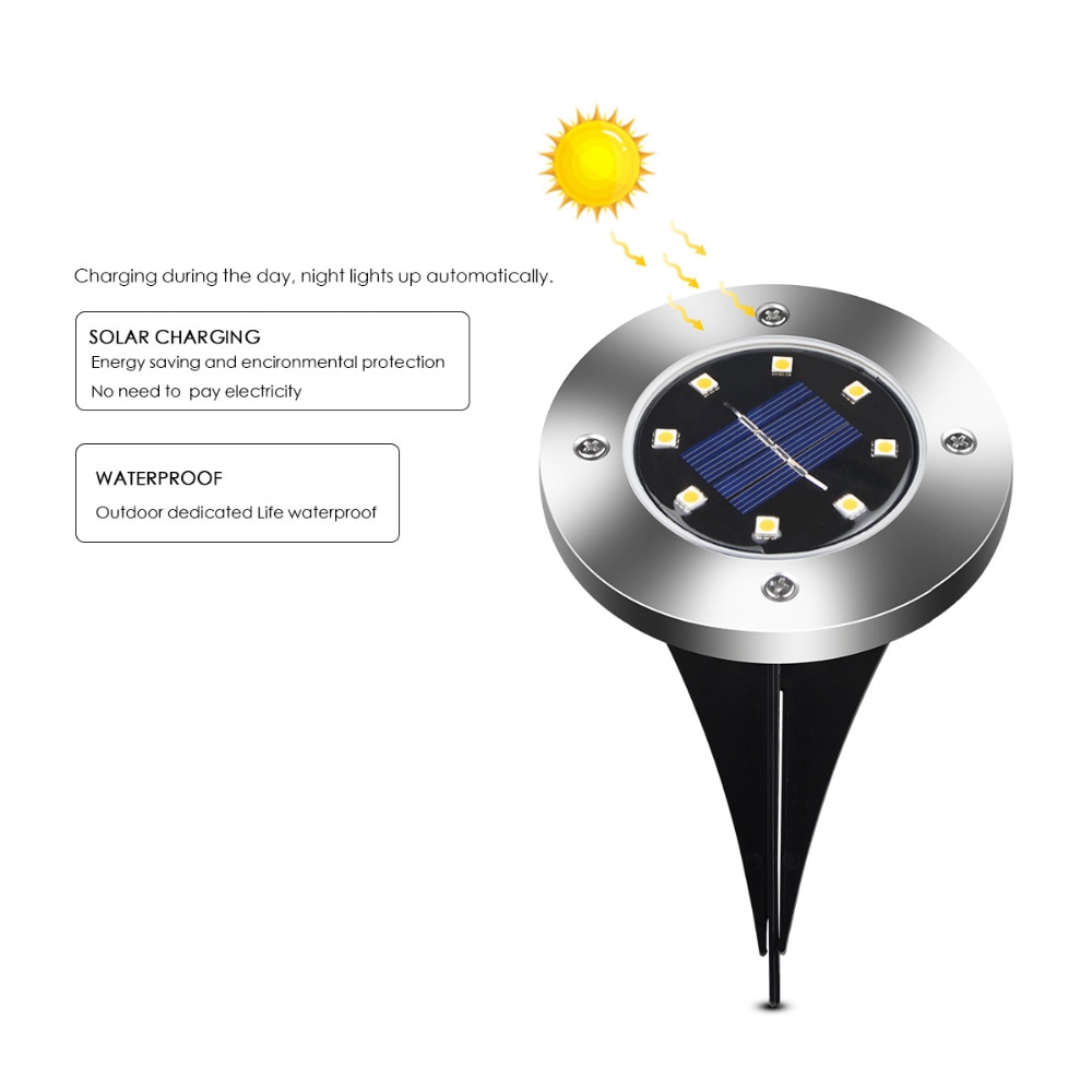 Lámparas solares subterránea luz enterrada IP65 impermeable Led jardín piso luces para patio entrada terraza escaleras césped iluminación