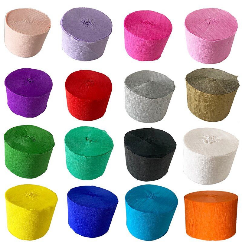 Banderole de fête en papier froissé, 82 pieds, 25M, décorations d&#39;arrière-plan colorées en papier crêpe pour enfants, décor de mariage d&#39;anniversaire