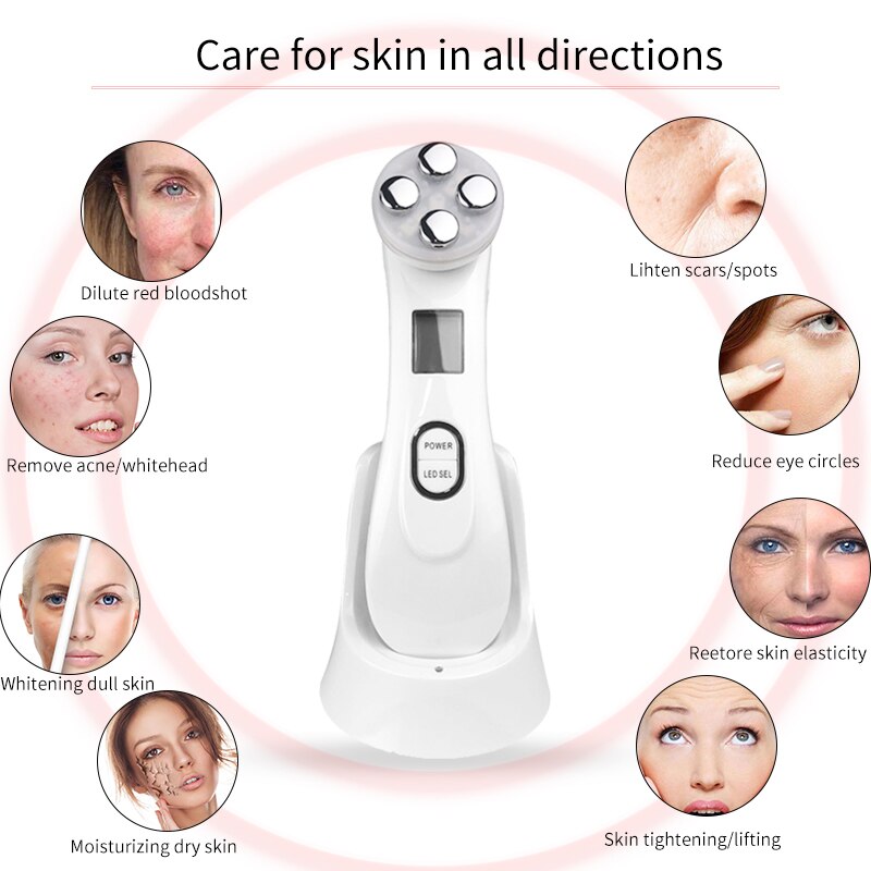 6IN1 RF & EMS Radio mésothérapie électroporation visage beauté stylo radiofréquence LED Photon visage rajeunissement de la peau dissolvant rides