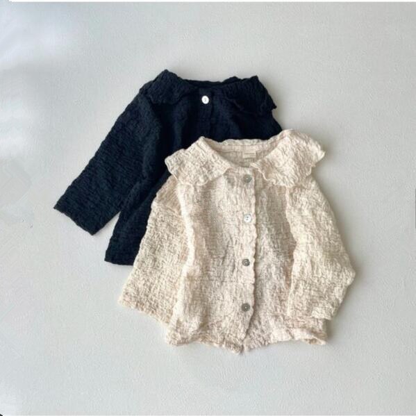 2022 Korea Lente En Herfst Meisjes Bubble Geplooide Mori Ruche Lange Mouwen Gebreide Katoen Leuk Overhemd