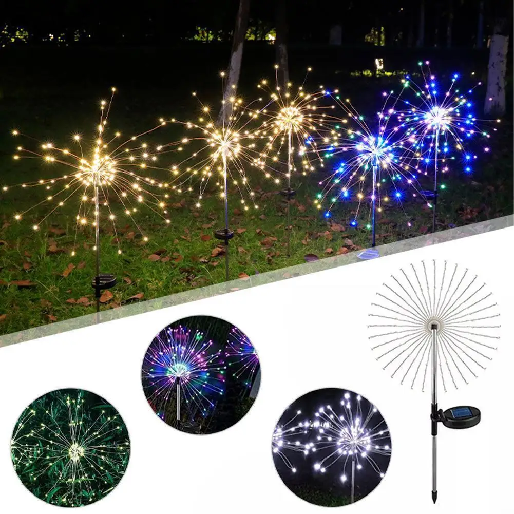 LED Solar Feuerwerk Lichter Garten Dekoration Lichterkette Wasserdichte Outdoor Löwenzahn Rasen Lampe für Garten Landschaft Rasen Dekor