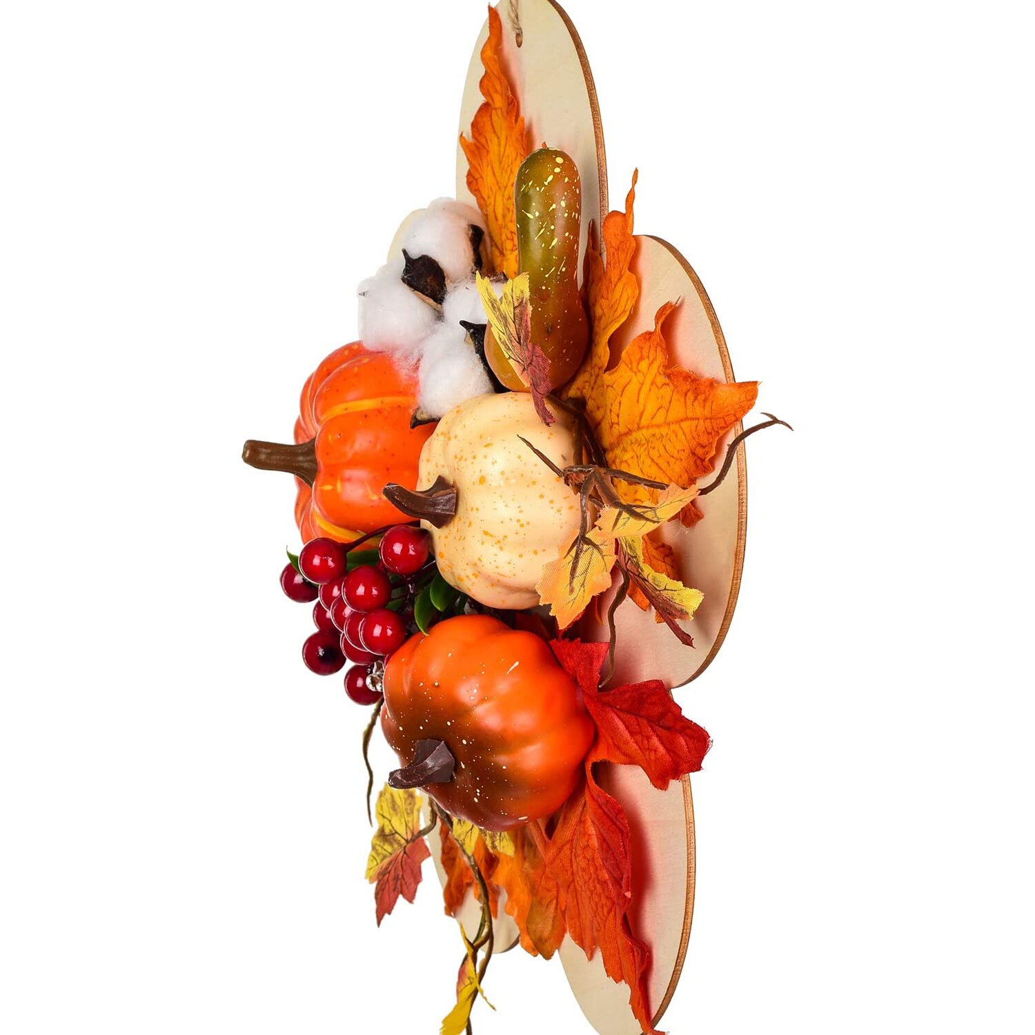12 Inch Herfst Krans Met Pompoen/Berry/Maple Leaf Oogst Krans Voor Thuis Thanksgiving Muur Front Deur Opknoping decoratie