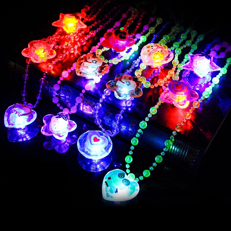 1Pc Lichtgevende Speelgoed Kids Meisjes Led Knippert Hanger Ketting Kinderen Birthday Party Mooie Gloeiende Ketting DS29