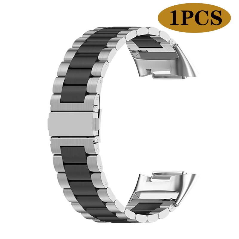 Metal Strap For Fitbit Charge 5 Smart Bracelet Stainless Steel Mesh Watch Band Loop For Fitbit Charge 5 Wristbands Accessories: Silver black