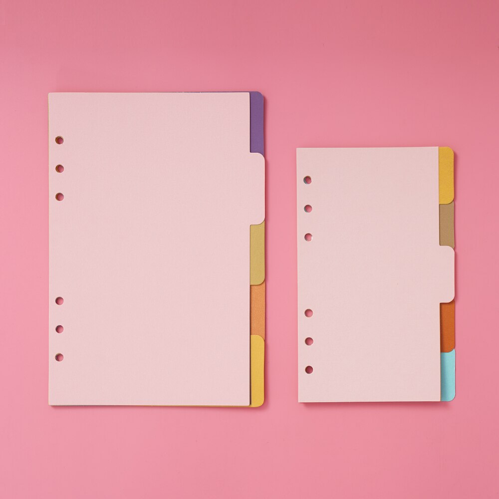 5 Stks/set Bindmiddel Index Verdelers A5/Persoonlijke Grootte Notebook Binnenpagina 'S Separator Dagboek Planner Papier Categorie Pagina 'S Briefpapier