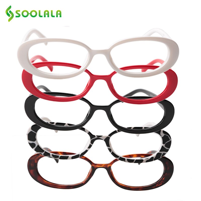 SOOLALA Cute Oval Optical Glasses Frame Women Eyewear Prescription Eyeglasses Frame Clear Lens Myopia Glasses