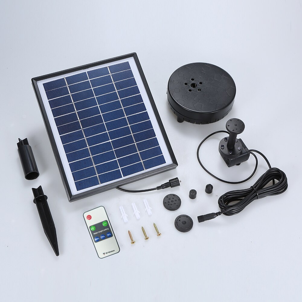 12V 5W Solar Power Brushless Water Pump Built-in Storage Battery Remote Control Submersible LED Pump Fountain for Garden Pond