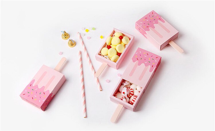 Papir slik æske is favorisere taske baby shower box fødselsdagsfest dekorationer børn bryllup favoriserer og