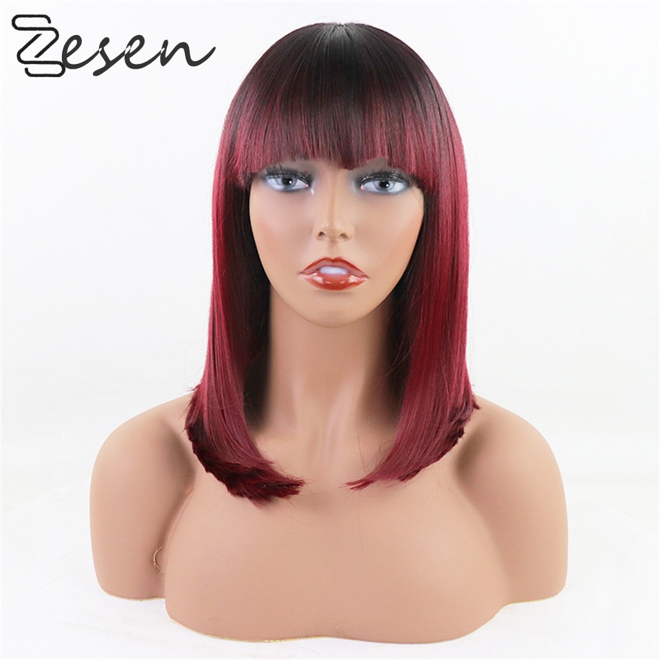 ZESENWine Red Straight Lace Front Wigs for Black Women Lace Wig Long Synthetic Hair Wigs Free Part Heat Resistant With Baby Hair