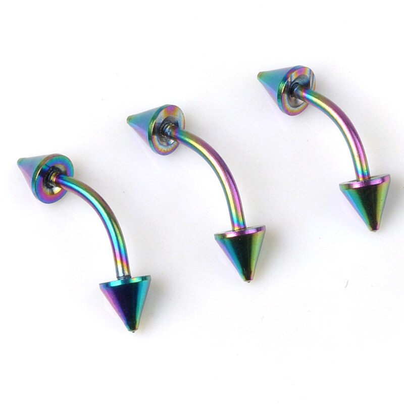 Cool Spike Eyebrow Ring Barbells 17G 18G 19G Stainless Steel Eye Rings Banana Body Piercing Jewelry For Women 5PCS