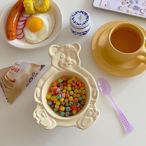 Koreaanse Versie Zoete Beer Dessert Kom Koreaanse Fruit Ontbijt Granen Kom Keramische Servies: Yellow bowl