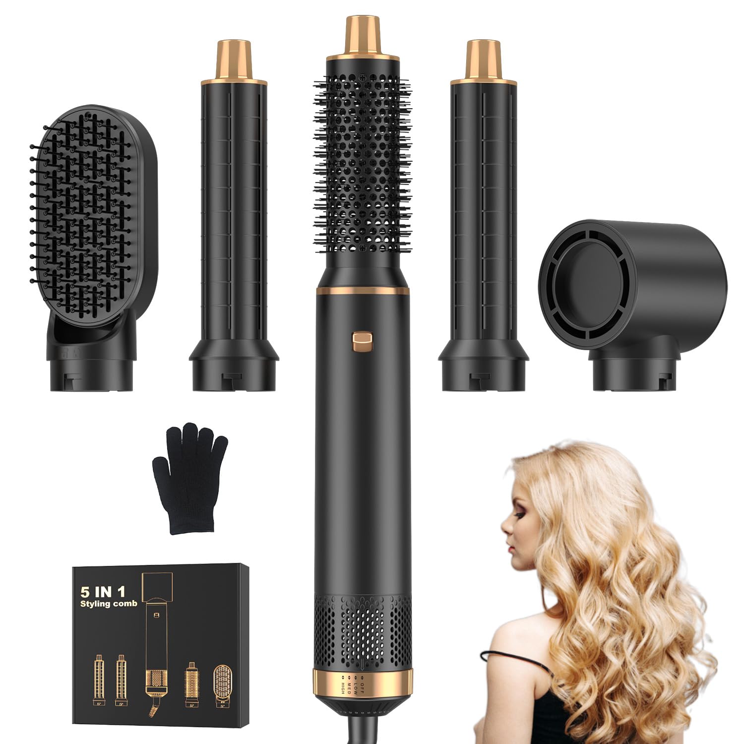 Föhnborstel 5-in-1 Multi Hair Styler Professionele föhnborstel voor krullen Volumizing Rechttrekken Heteluchtborstel