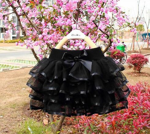 candy color skirt Girls tutu skirts baby ballerina skirt childrens chiffon fluffy pettiskirts kids Hallowmas casual: Tutu skirts Black