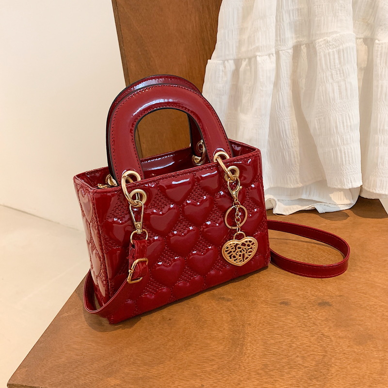 Handtas Dames Luxe Totes Mode Klassieke gewatteerde tas met vierkant handvat Dames Crossbody schoudertassen: Rood