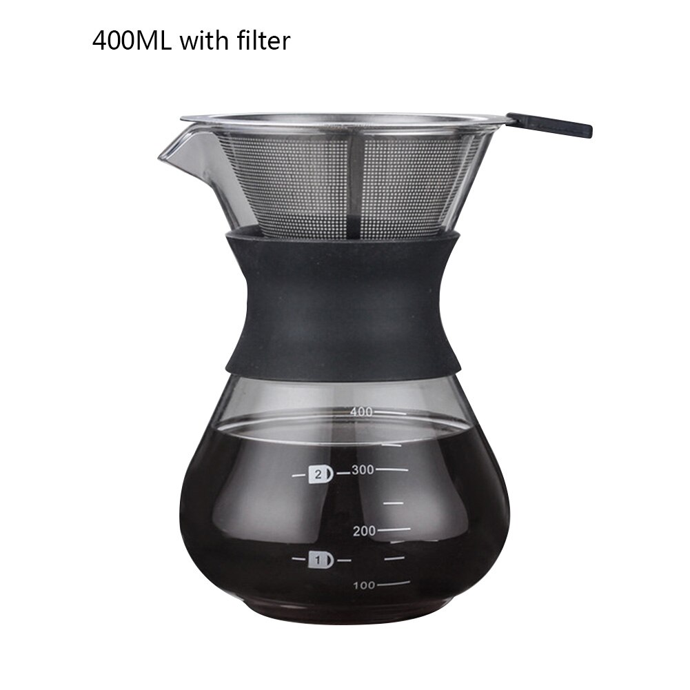 200ml/400ml Thicken Glass Coffee Pot with Handle Espresso Water Drip Coffee Maker Reusable Coffee Tea Filter Tools: 4