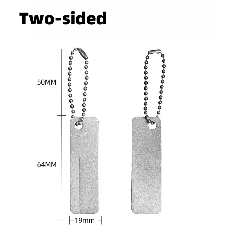 Afilador de cuchillos Afilador de piedra de diamante portátil con llavero para bolsillo para moler anzuelo para hacer más afilados: S / Blanco