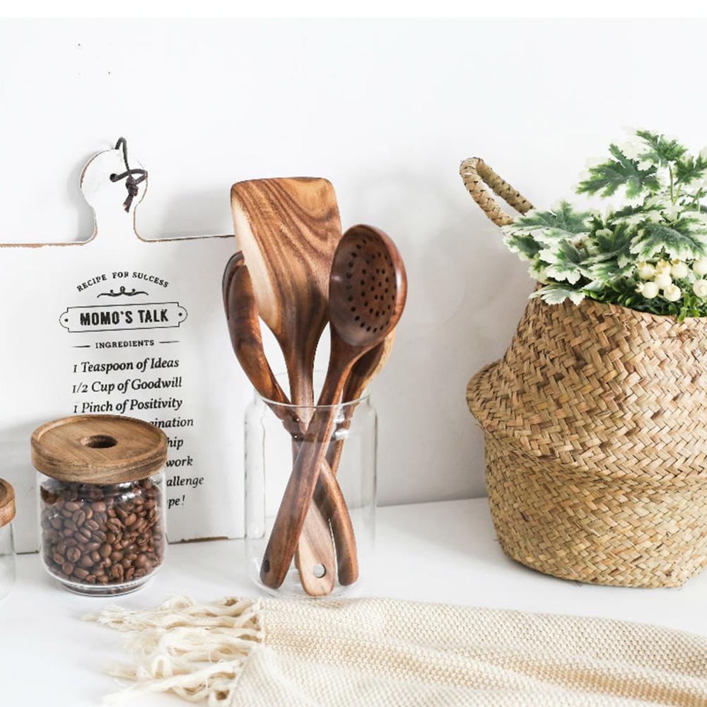 Wooden Spatula Scoop Colander Cooking Utensil Set Kitchen Supplies Cooking Tools Non-stick Hand Wok Shovel Kitchen Tools