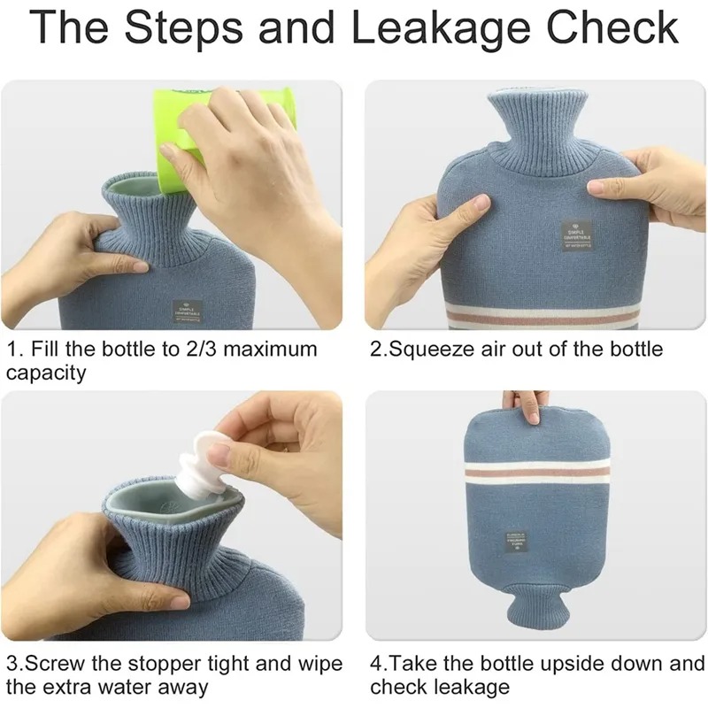 UNTIOR 1L/2L botella de agua de invierno cubierta de tela bolsa de agua para compresa fría y calentador cama manos pies mantener