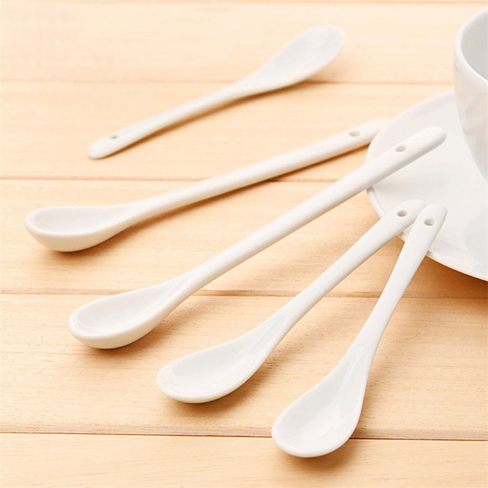 Cucharas de porcelana a la para cocina, Mini cuchara de cerámica para té, café, azúcar, postre, blanco puro para helado, grande y pequeño