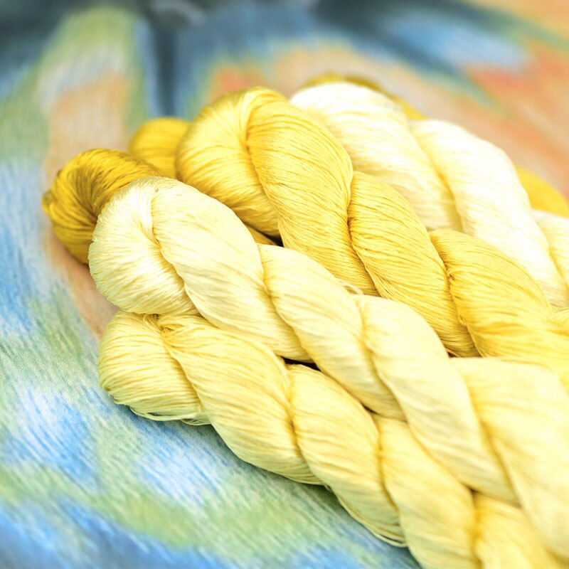 1 färg 400m suzhou broderi 100%  naturlig sidenbroderad linje silke diy special silkeslen ljus färg linje vanliga färger gul