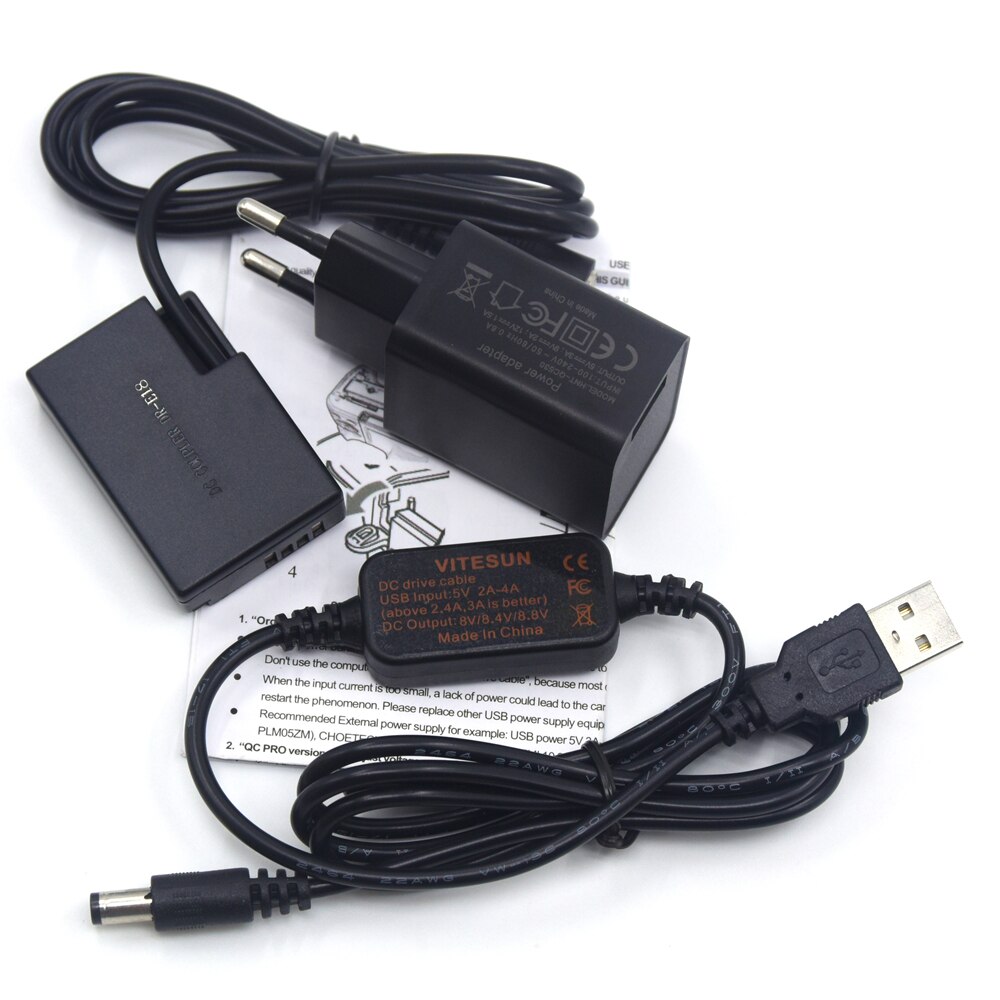 USB Energie Kabel 8V + DR-E18 LP-E17 Attrappe Batterie + 5V Ladegerät für Kanon EOS 750D Kuss X8i t7i T6i 760D T6S 77D 800D 200D Rebell SL2