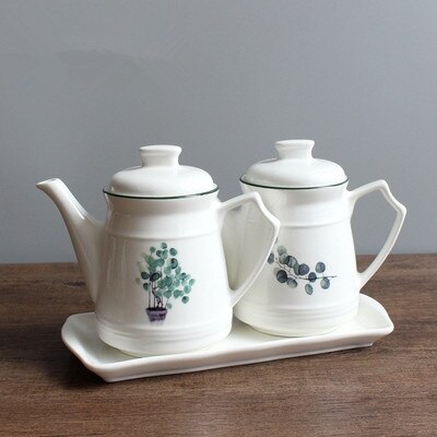 Ceramiczne pojemniki kuchenne przyprawy pudełko do przechowywania z olejkiem Pot ocet sos sojowy pojemnik do przechowywania: Pomarańczowy