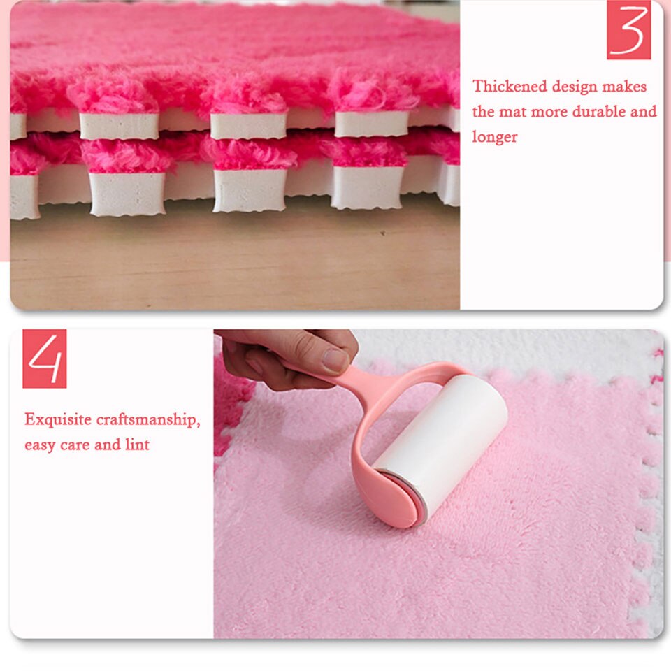 10 stuks zachte pluchen baby speelmat, eva-schuim, ontwikkelingsmat voor baby's, puzzel, in elkaar grijpende vloermatten, 30*30*0.6 cm kinderkleden