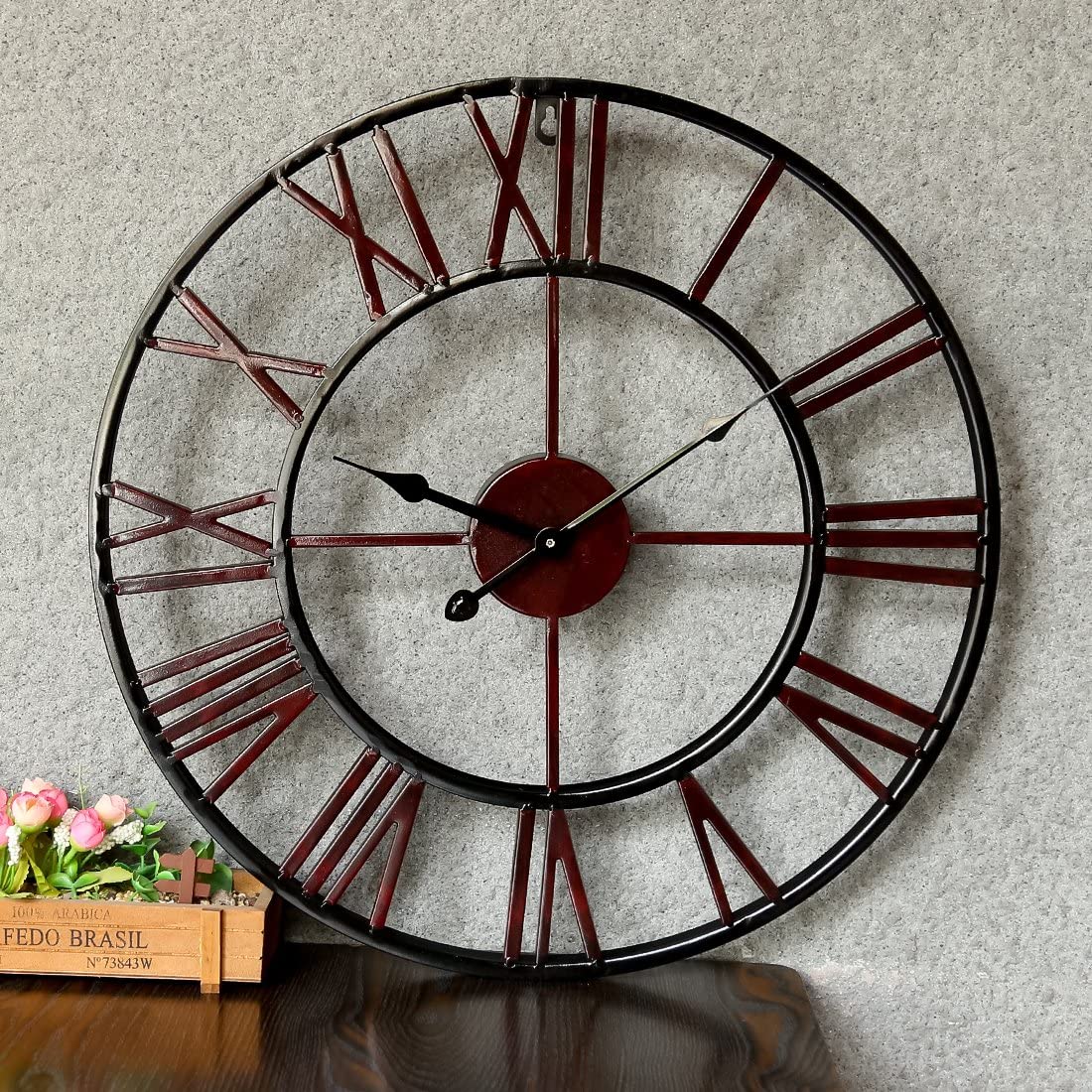 Large 47CM Classic Vintage look Cast Iron Wrought Garden Wall Mounted Clock