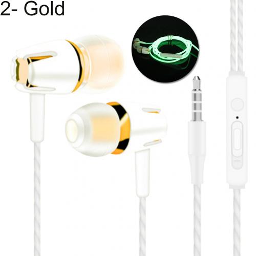 Bedrade Universele Normaal/Lichtgevende Draad Zware Bas In-Ear 3.5Mm Muziek Sport Oordopjes Met Microfoon: Golden 2