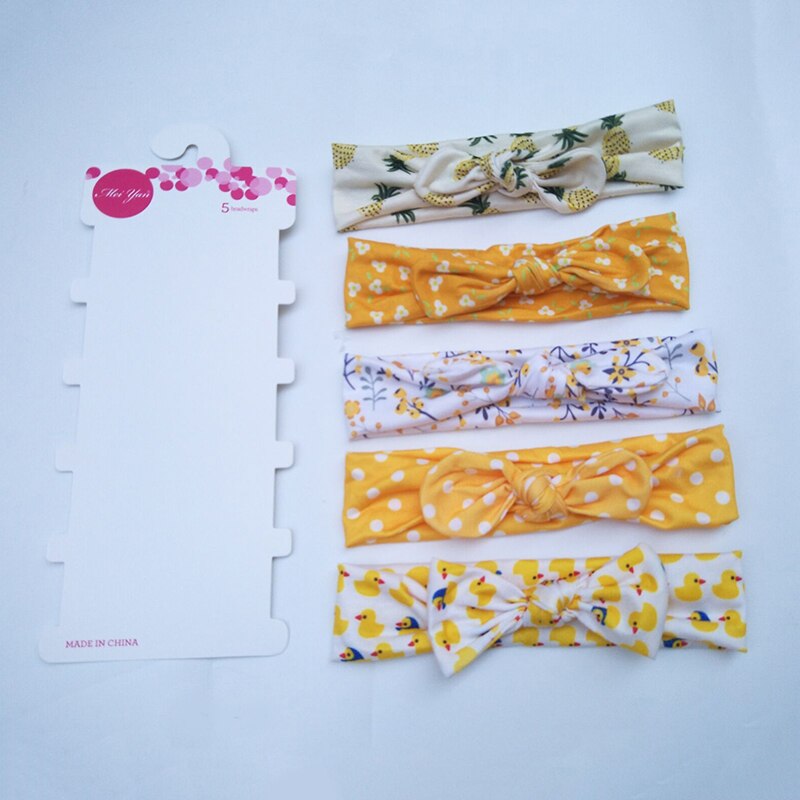 5 stuks/set schattige strikken baby hoofdband bloemenprint zachte baby meisjes hoofdbanden elastische haaraccessoires prinses baby haarband tulband