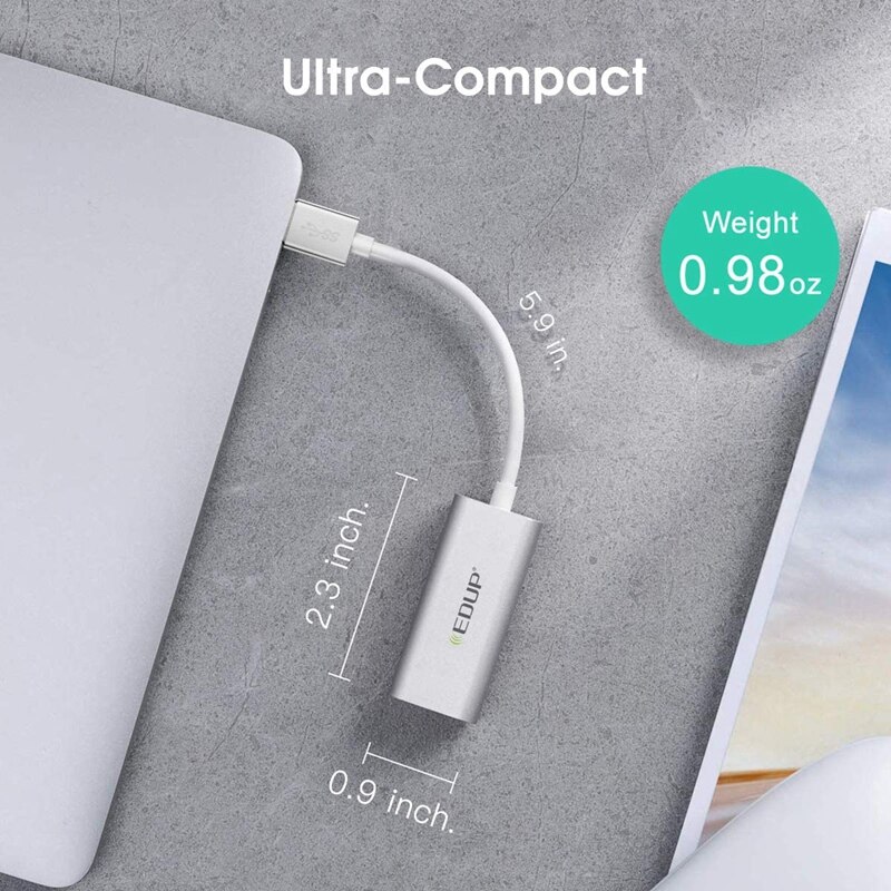 Edup Usb Naar Ethernet Adapter, Draagbare Usb 3.0 Naar 10/100/1000 Gigabit Ethernet RJ45 Lan Netwerk Adapter