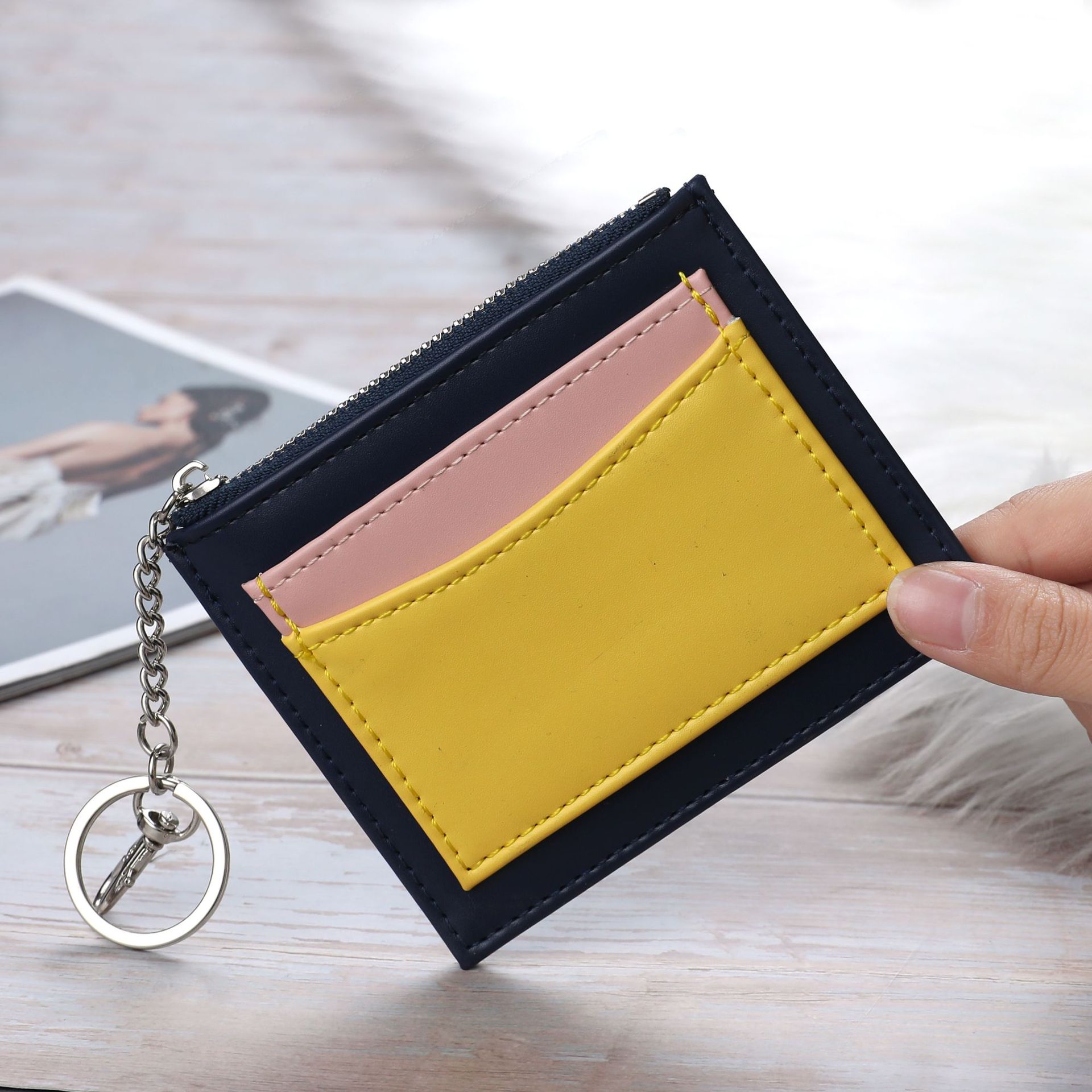 Koreaanse Versie Stiksels Vrouwen Portemonnee Multi Slot Rits Card Bag Key Ring Kleine Portemonnee Vrouwen Nul Portemonnee Portemonnee vrouwen