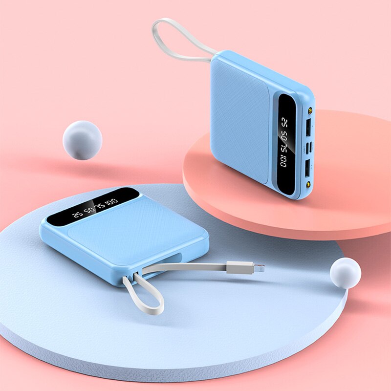 Schnellladegerät, 50000 mah mini-powerbank mit integriertem ladekabel, tragbare externe batterie für smartphones