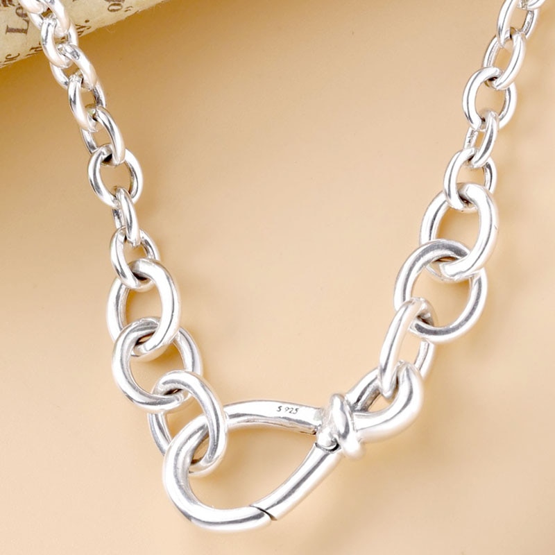 Original Chunky Unendlichkeit Knoten Kette Halskette Für 925 Sterling Silber Perle Charme Halskette Europa DIY Schmuck